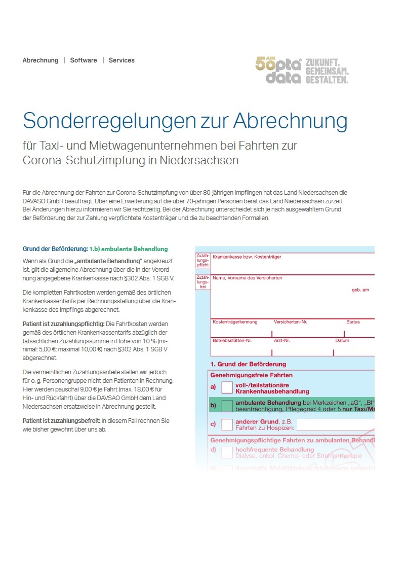 Sonderregelungen zur Abrechnung von Corona-Impffahrten in Niedersachsen